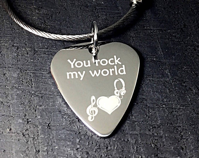 Personalized Guitar Pick Keychain, Keychain for Boyfriend, Engraved Gifts for Men, Music Teacher Gift, Custom Guitar Pick