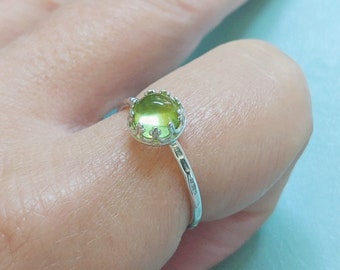 Peridot Stone Ring, August Birthstone Ring, Adjustable Ring, Natural Gemstone, Genuine Peridot, 925 Sterling Silver, Gift Under 30