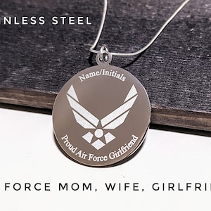Air Force Personalized Necklace for Girlfriend, Mom, and Wife, Military Dog Tag Charm, Deployment Necklace, Custom Military Jewelry