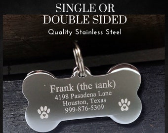 Dog Tags for Dogs, Personalized Pet ID Tags, Stainless Steel Dog Bone, Laser Engraved Double Sided, Small Dog Identification, New Puppy Gift