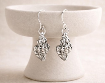 Conch Shell Earrings, Seashell Dangle Earrings, Beach Jewelry with Sterling Silver Ear Wires