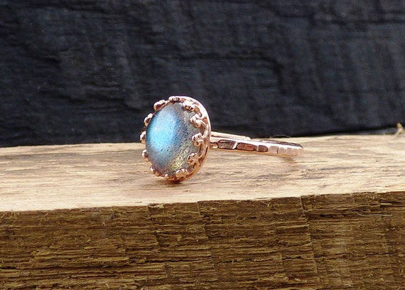 Labradorite Adjustable Ring Rose Gold Stone Ring Natural | Etsy