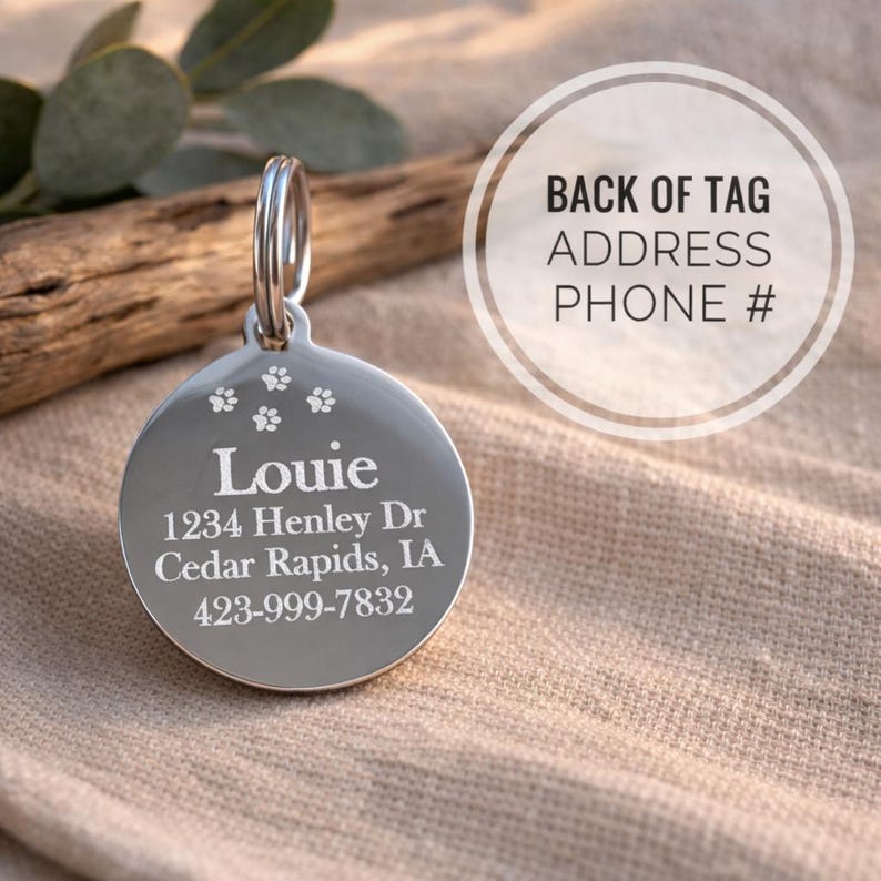 Personalized Moon Cat Stainless Steel ID Tag, Custom Pet Name Engraved Tag image 4