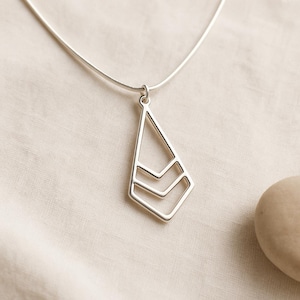 Sterling Silver Geometric Necklace – Modern Organic Pendant for Women, Minimalist Sculptural Jewelry, Edgy Everyday Gift