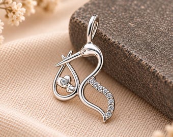 Sterling Silver Stork Pendant, New Mom Gift, Expecting Mother Gift