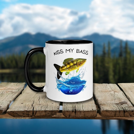 Bass Fishing Mug, Kiss My Bass Coffee Cup, Mugs for Fishing, Gifts for  Outdoor Lovers, Novelty Fishing Drinkware 