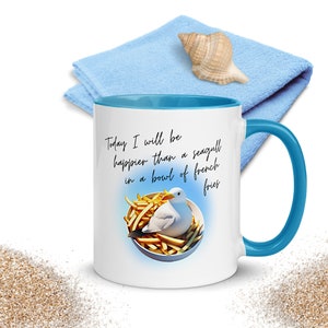 Uplifting Seagull Mug, Inspirational Coffee Mug, Funny Seagull Cup, Nautical Bird Cup, Humorous Drinkware, Ocean Themed Gifts