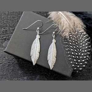 Sterling Silver Feather Earrings, Lightweight Dangle Earrings