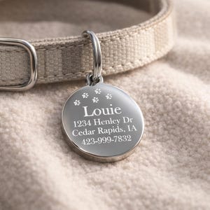 Personalized Pet ID Tag, Custom Engraved Stainless Steel Cat Tag, Double Sided