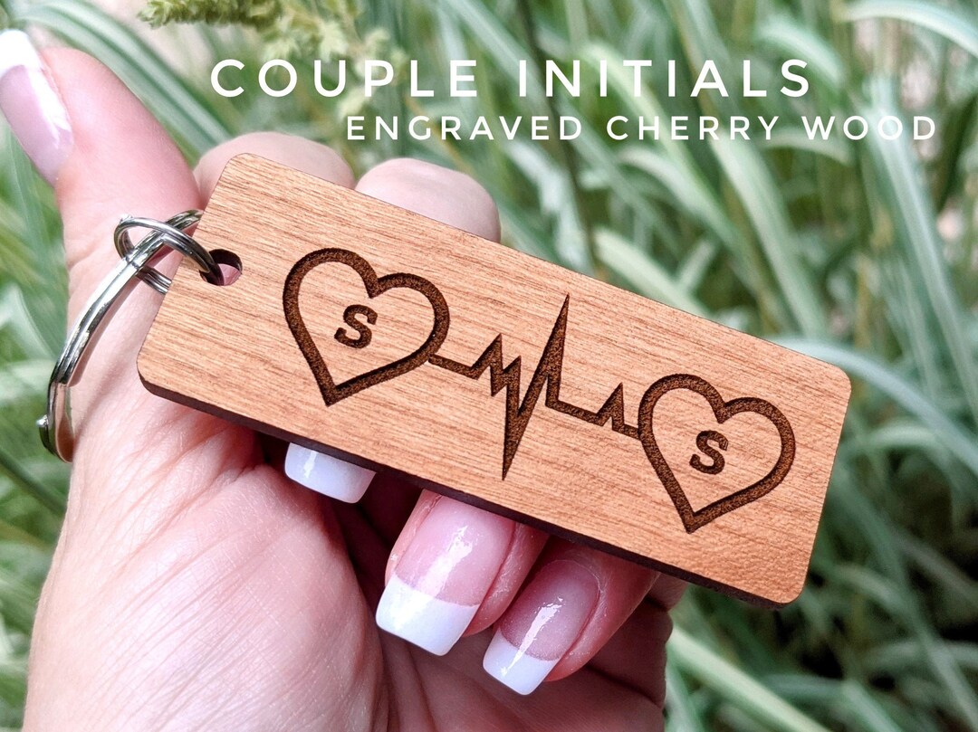 Personalized Couples Keychain Couples Initials Gifts Double Etsy