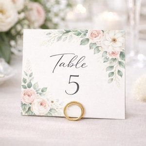 Gold Table Number Holders, Number Place Card Stands, Set of 6, Wedding Guest Table Decorations, Circle Table Number Stand
