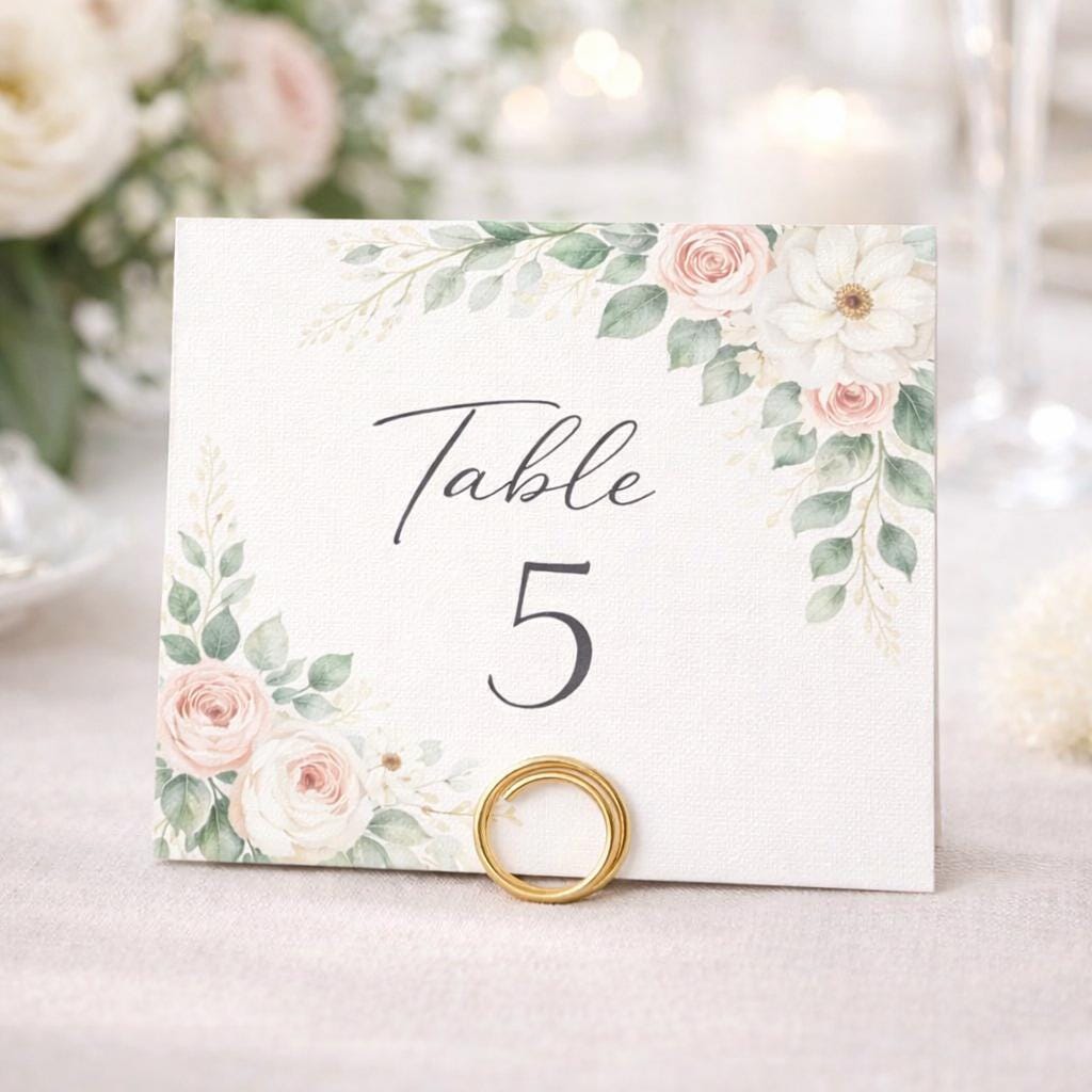Gold Table Number Holders, Number Place Card Stands, Set of 6, Wedding ...