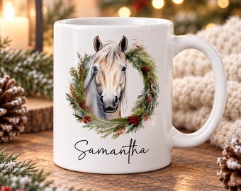 Personalized Horse Mug, Custom Name Horse Coffee Cup, Equestrian Gift
