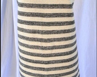 Deadstock New Vintage Geistex Gray & White Striped Stretch Sweater Dress M / L