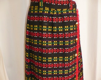 1970's Long Woven Maxi Wrap Skirt , Waist 30