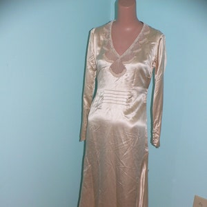 1930s Silk Charmeuse  Wedding Dress with Beaded Neckline- AS IS