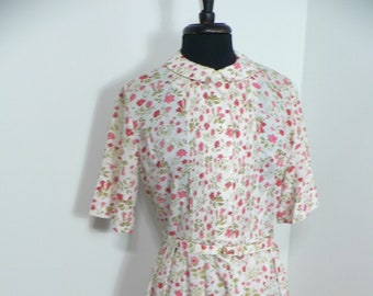 1960s Hob Nobber Dress, Floral Print Shirt Waist Dress by Hob Nobber, Larger Size ,  60s Day Dress