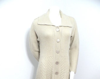 Robe-pull en maille beige clair vintage