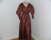 1900 39 s Antique Brown Silk Dress, 2 PC Edwardian Victorian Brown Silk Gown