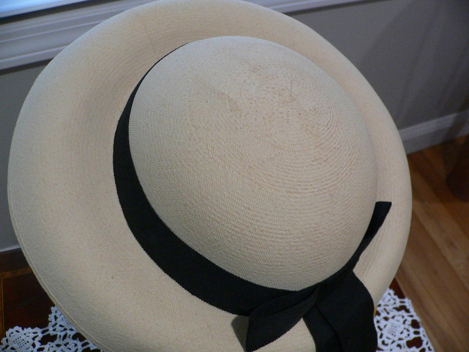 1940's Ladies Panama Hat With Black Grosgrain Band and Etsy