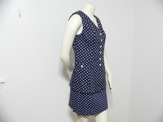 1960's Junior House Navy Polka Dot 2 Pc Skirt and… - image 7