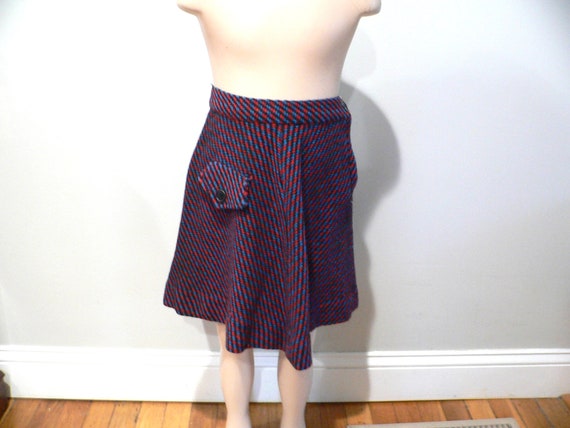 Child's 1950's Wool Red, Blue Black Tweed Skirt, … - image 2