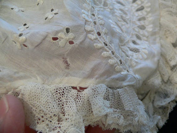 1850s - 1860s Antique Lace Embroidered Baby Bonnet - image 5