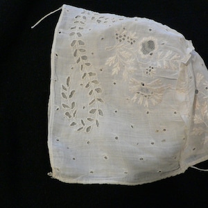 1800s Antique Embroidered Lace Baby Bonnet