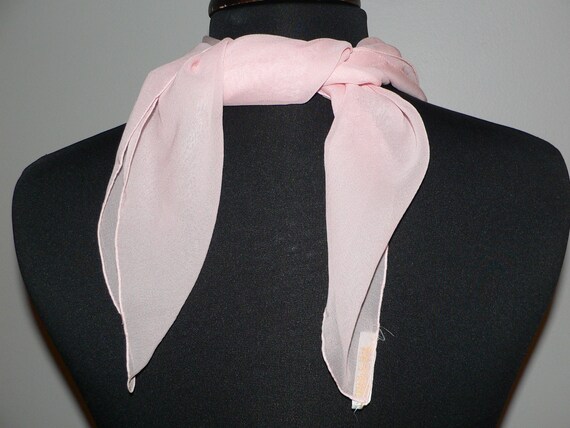 Vintage 1950's  Pink Chiffon French Silk Scarf Wi… - image 8