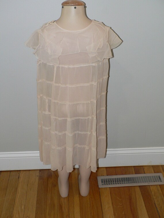 Antique 1920's Silk Little Girls's Dress with Rib… - image 3