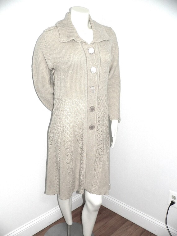 Vintage Light Tan Knit Sweater Dress - image 3