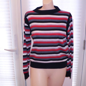 1970&#39;s Woolworth Acrylic Knit Striped Top - Primstyle, Size L