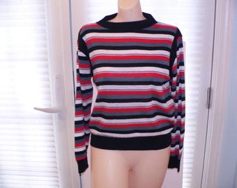 1970's Woolworth Acrylic Knit Striped Top - Primstyle, Size L