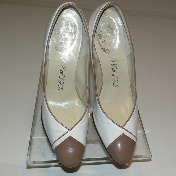 Vintage 1950's 60's Delman Spectator Shoes, Size 6 1/2 B