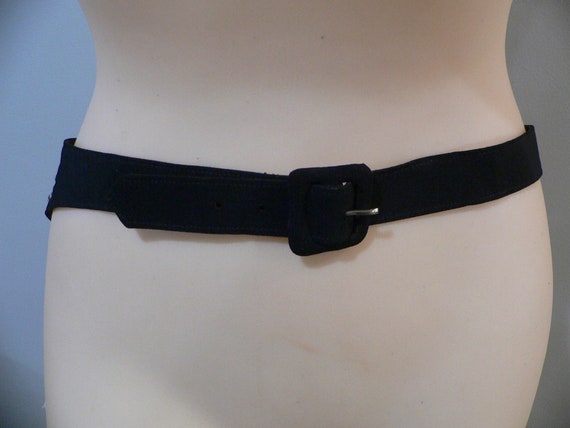 Vintage 1940's - 50's Black Belt with Gold and Rh… - image 3