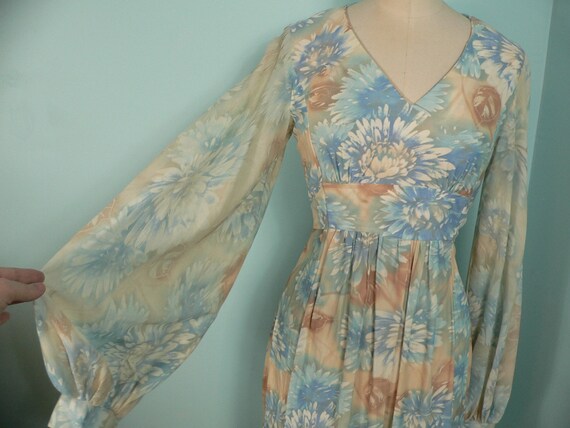 1960's -1970's Maxi Dress with Empire Waist and Bi