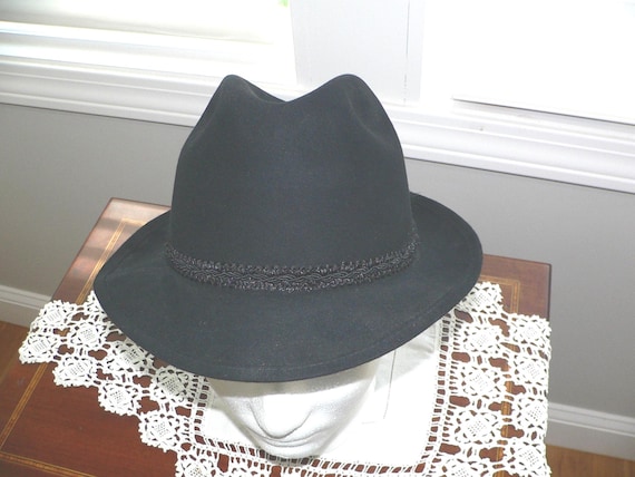 Vintage Stetson 60s - 70s Black Felt Fedora With Braided  display picture 3