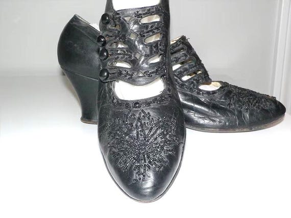 black beaded dress shoes Laurel Beaded Edwardian Shoes (Black) 11