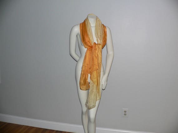 1920's Long Silk Ombre Scarf  Silk Ombre Shawl - image 1