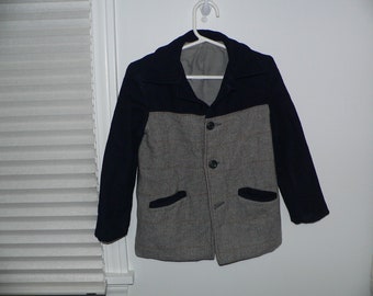 Vintage 1940's Boy Coat, Young Boys 1940s Rockabilly Wool Coat