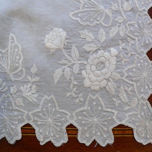 Antique Embroidered Silk Hankie with Butterfiles and Flowers