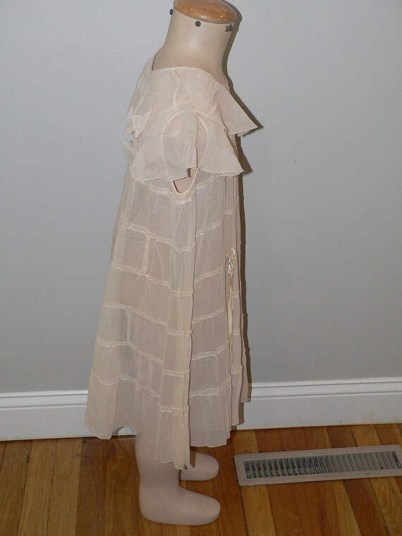 Antique 1920's Silk Little Girls's Dress with Rib… - image 7