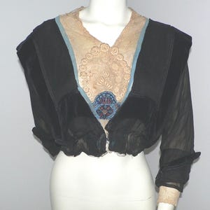 Edwardian Silk Bodice with Lace and Beaded Trims