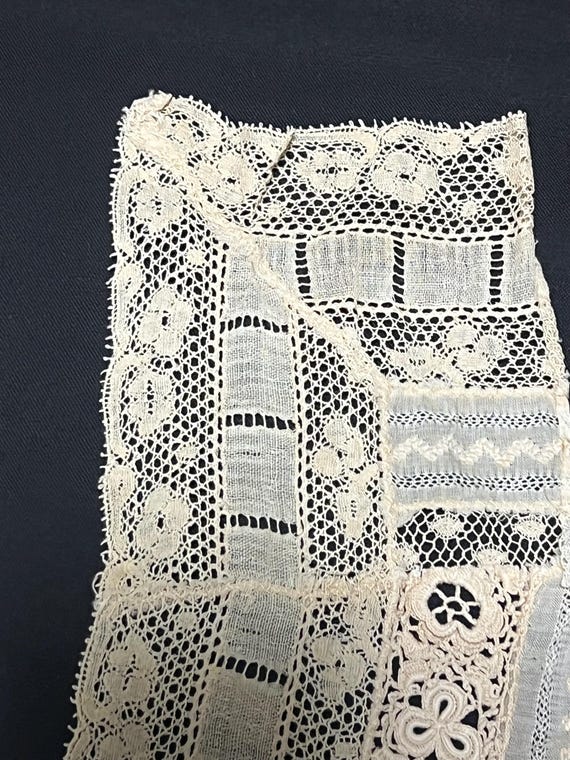 Antique 1900s Dickie Beige Embroidered with Mixed… - image 9