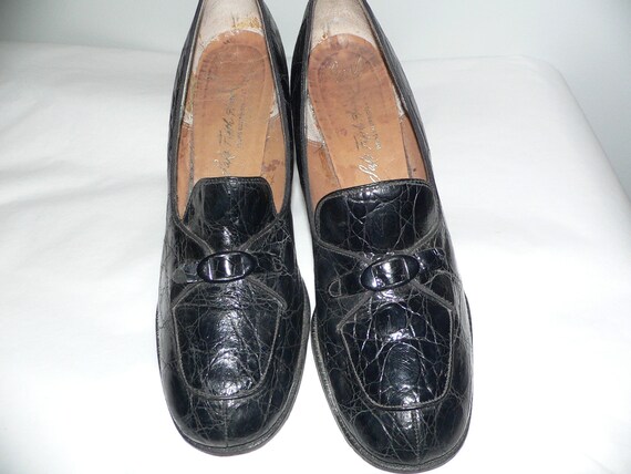 1960's Saks 5th Ave Pacelle Faux Black  Alligator… - image 3