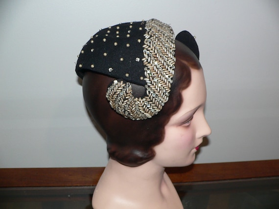 Jeweled cocktail hat XANHOY Jeweled Captain Hat Shimmering Crystals Hat For House  main image 2