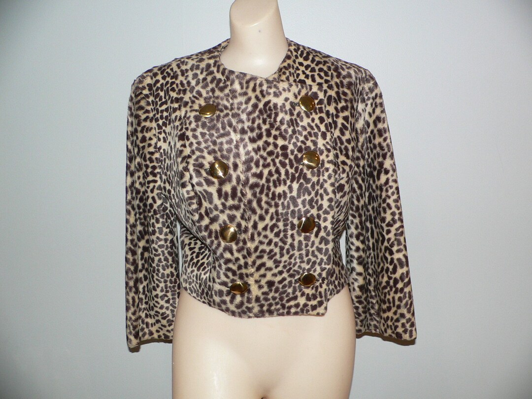 50S～60S ヴィンテージ ファー襟付クロップドコート ベルベット