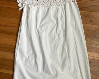 Antique Nightgown with Crochet Lace Yoke, XL Size