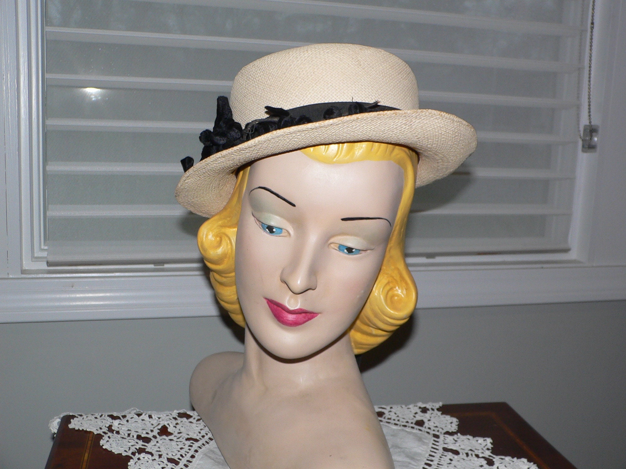 Vintage Retro Jordan Marsh Feathered Ladies Hat designed by Miss Rose OS Ladies Designer Feather Hat - Gem main image 3