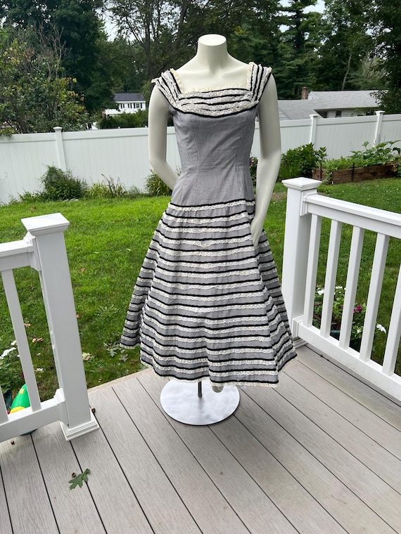 black and white 50s dress ODOLDI 50s Dresses for Women Black and White Striped Dress Short Sleeve Vertical Striped Dress Vintage Black and White Vertical Striped Dress 1950s Pinup Dresses Black White Striped Small at Amazon Women's